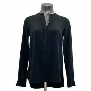 WILLIE Smith Black Long Sleeve Split Neck Blouse